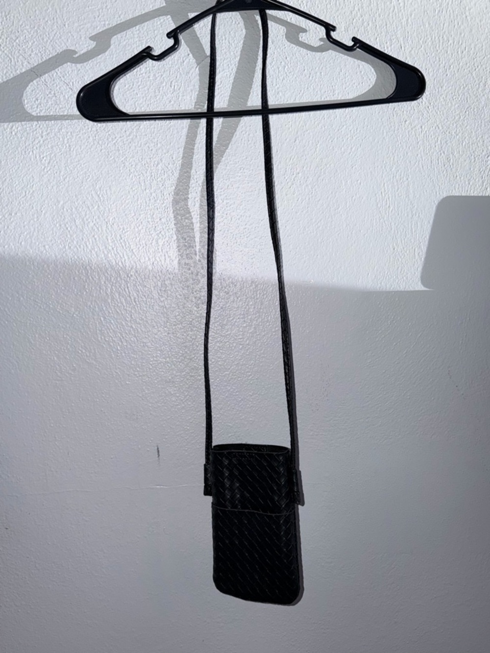 Black Woven Crossbody Phone Bag
